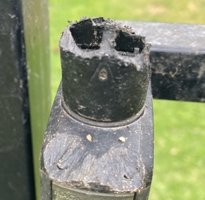 V3 damage - two holes chewed through knob